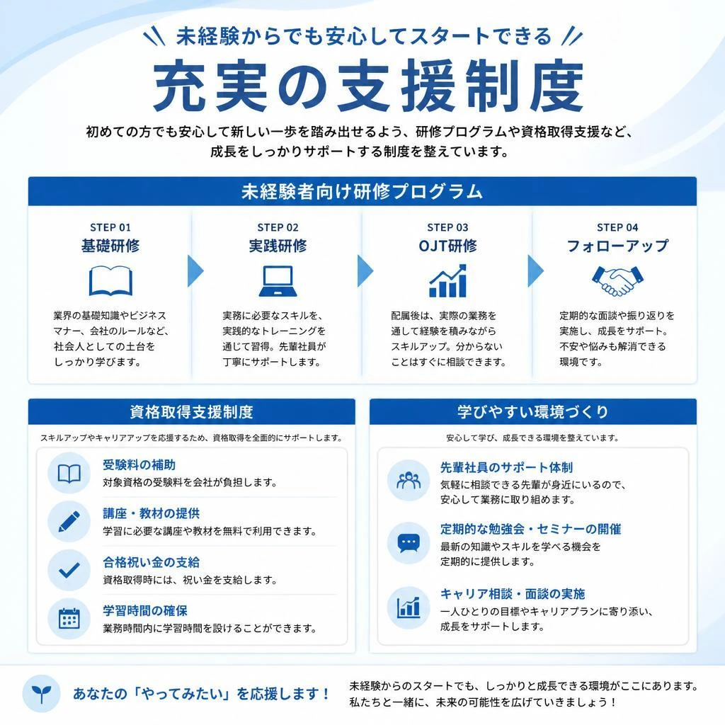 2. 初心者歓迎！未経験者支援制度の詳細